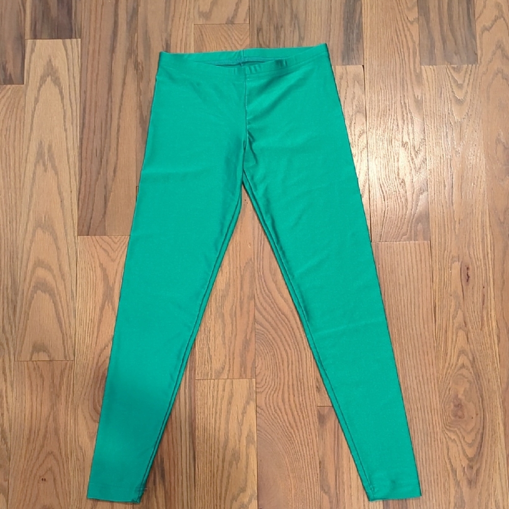American Apparel Shiny Green Leggings Sz S